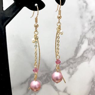 スワロフスキー(SWAROVSKI)の【Swarovski】クリスタルパウダーローズ×アメリカン✴︎ピアスイヤリングp(ピアス)