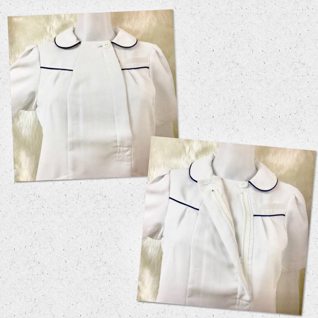 新品❤︎パイピング チュニックジャケット 9102077☆S ホワイト×ネイビー レディースのジャケット/アウター(テーラードジャケット)の商品写真