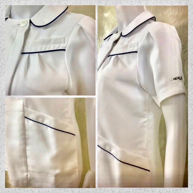 新品❤︎パイピング チュニックジャケット 9102077☆S ホワイト×ネイビー レディースのジャケット/アウター(テーラードジャケット)の商品写真