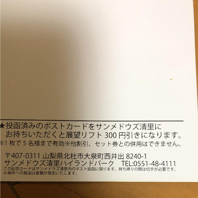 サンメドウズ清里  チケットの施設利用券(遊園地/テーマパーク)の商品写真