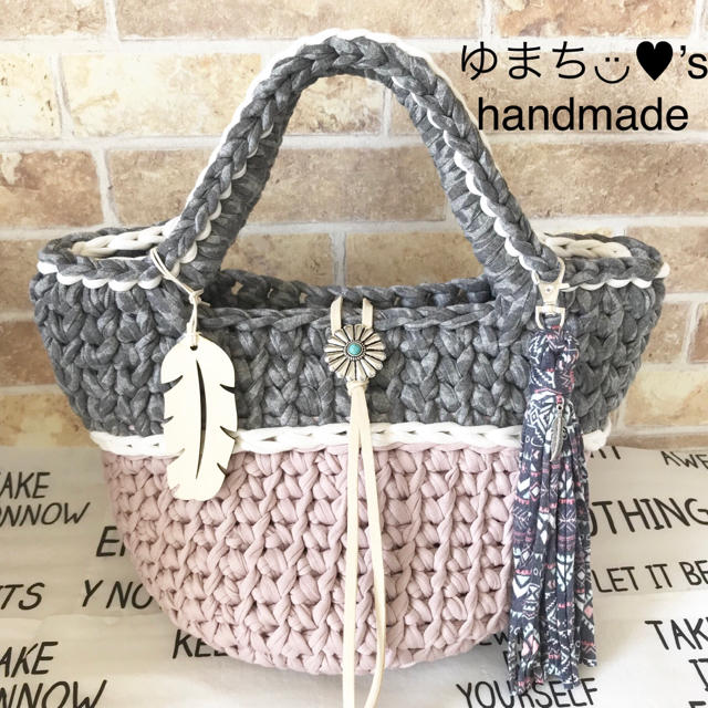 SALE★彡ズパゲッティ♡マルシェバッグぽこぽこ編み♡スモーキーカラー