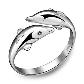 ■指輪 リング 幸せダブルイルカ 愛情の告白 直径2cm(リング(指輪))