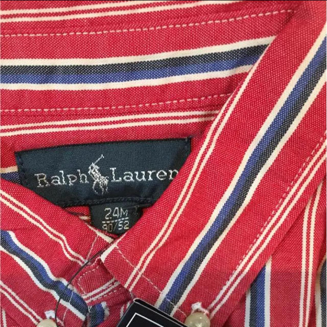 Ralph Lauren(ラルフローレン)の新品タグ付きラルフローレンのストライプシャツ 90 男の子 キッズ キッズ/ベビー/マタニティのキッズ服男の子用(90cm~)(Tシャツ/カットソー)の商品写真