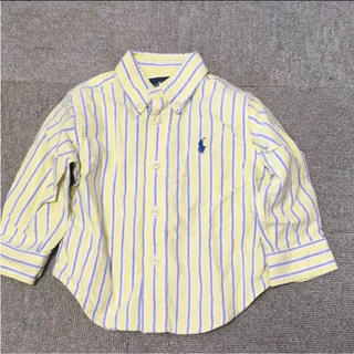 ラルフローレン(Ralph Lauren)の美品ラルフローレンのストライプイエロー長袖シャツ 12M80 男の子(シャツ/カットソー)