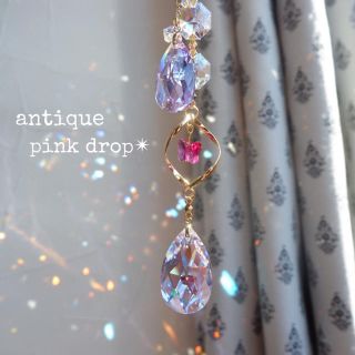 スワロフスキー(SWAROVSKI)のantique pink drop✴︎スワロフスキー サンキャッチャー✴︎(モビール)