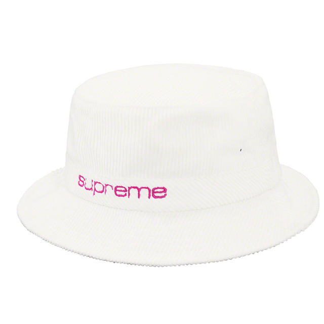 帽子supreme Compact Logo Corduroy Crusher 白