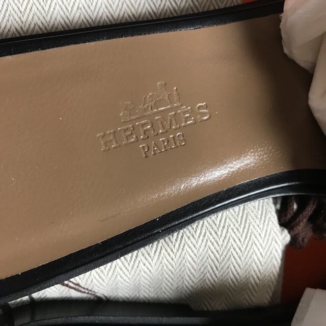 新品☆エルメス オラン 23.5cm 黒 ぺたんこサンダル
