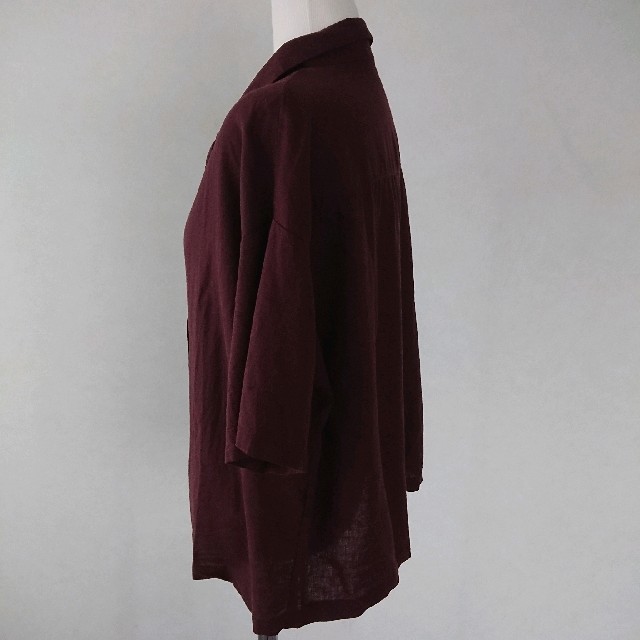 GU(ジーユー)のgu オープンカラー シャツ ブラウス リネン混 レディースのトップス(シャツ/ブラウス(半袖/袖なし))の商品写真