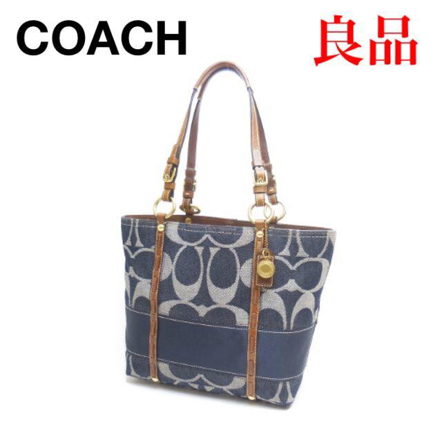 COACH コーチ デニム トートバッグ ハンドバッグ F11179 青系トートバッグ