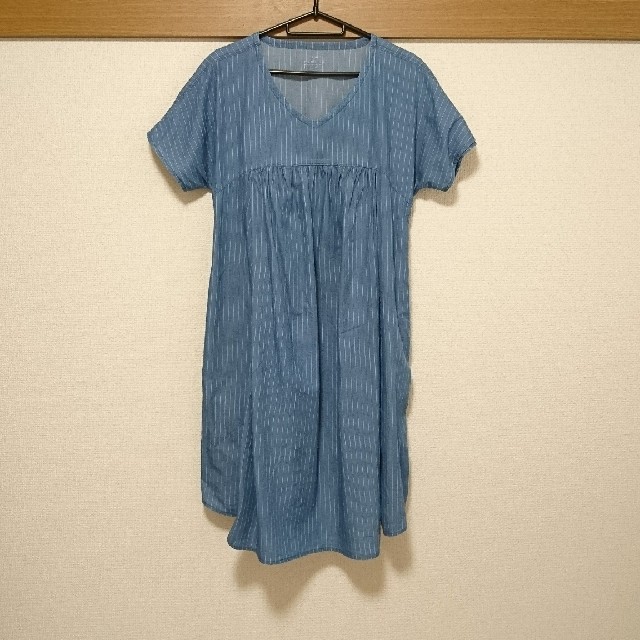 MUJI (無印良品)(ムジルシリョウヒン)のオーガニックコットン 半袖ワンピース 《マタニティ服》《授乳服》 キッズ/ベビー/マタニティのマタニティ(マタニティワンピース)の商品写真