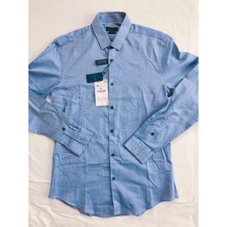 ザラ(ZARA)の新品未使用 ZARA シャツ メンズ 水色 オックスフォード ドレスシャツ(シャツ)