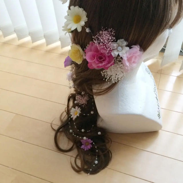 ラプンツェル髪飾り♡ピンク♡白♡かすみ草