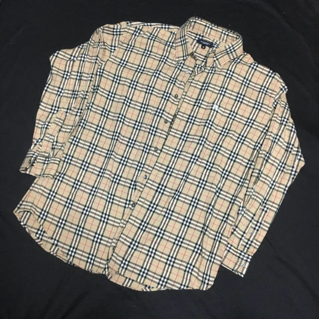 極美品 現行 Burberry バーバリー TBロゴ刺繍 刻印メタル釦 白シャツ-