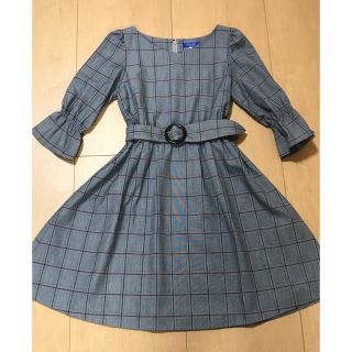 バーバリーブルーレーベル(BURBERRY BLUE LABEL)の新品 ブルーレーベル クレストブリッジ ワンピース 38 グレー(ひざ丈ワンピース)