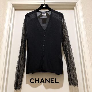 シャネル(CHANEL)のCHANELシャネル ★レースカーディガン黒★正規品(カーディガン)