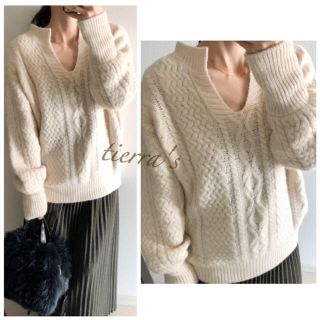 プラージュ(Plage)のimport❁︎こなれ感 キーネック アラン ケーブルニット(ニット/セーター)