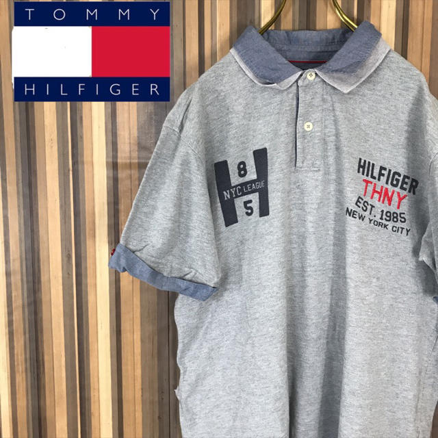 TOMMY HILFIGER(トミーヒルフィガー)の90s TOMMY HILFIGER ポロシャツ 半袖 デカロゴ  刺繍ロゴ メンズのトップス(ポロシャツ)の商品写真