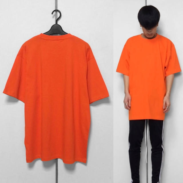 オーバーサイズ ビッグTシャツ ビッグサイズ ビッグシルエット オレンジ メンズのトップス(Tシャツ/カットソー(半袖/袖なし))の商品写真