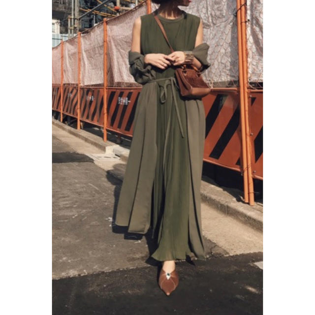 レディースAMERI FRONT PLEATS LONG DRESS