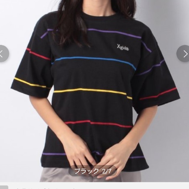 X-girl(エックスガール)のまめうさ様専用☆X-girl   RAINBOW STRIPE S/S T レディースのトップス(Tシャツ(半袖/袖なし))の商品写真