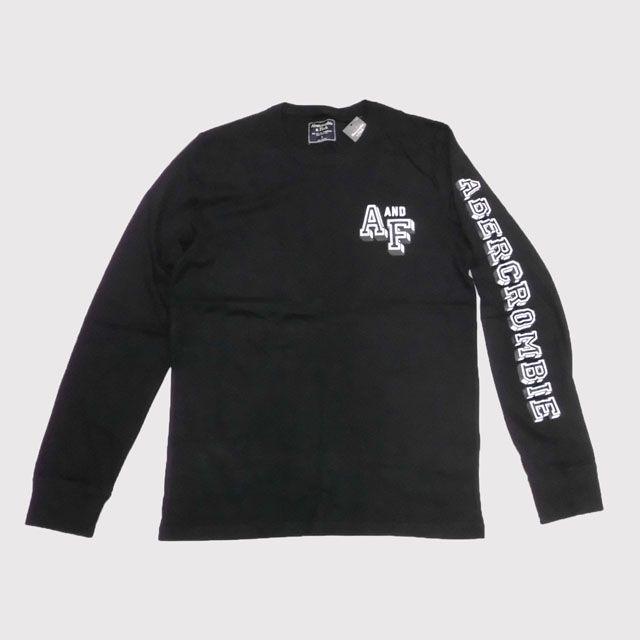 Abercrombie&Fitch(アバクロンビーアンドフィッチ)の★新品★アバクロンビー&フィッチ★袖ロゴプリント長袖Tシャツ (Black/M) メンズのトップス(Tシャツ/カットソー(七分/長袖))の商品写真