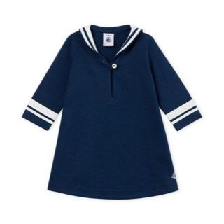 プチバトー(PETIT BATEAU)の【新品タグ付き】プチバトー　セーラーカラー長袖ワンピース　36ｍ　(ワンピース)