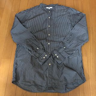 ユニクロ(UNIQLO)のユニクロ コットン ストライプ シャツ スタンドカラー XL(シャツ)