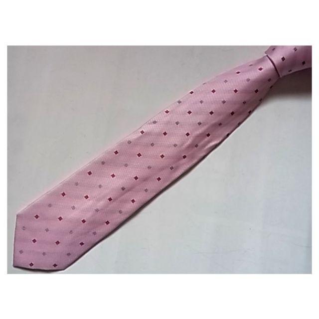 未使用品カルディアーネCALDIANEシルク ネクタイ(ドット柄ピンク色系 メンズのファッション小物(ネクタイ)の商品写真
