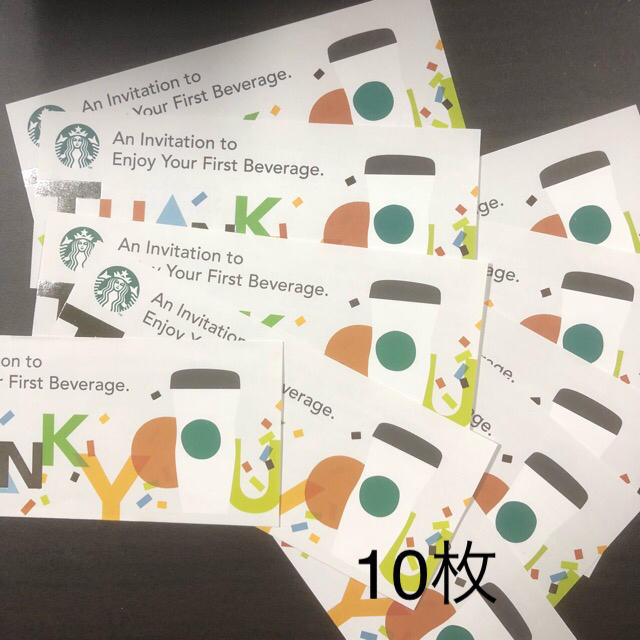 Starbucks Coffee(スターバックスコーヒー)のスタバ無料ドリンクチケット(要スタバタンブラー) 10枚　E チケットの優待券/割引券(フード/ドリンク券)の商品写真
