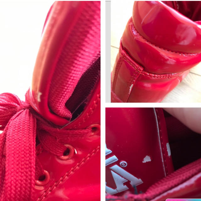 🉐ハイカットスニーカー　Red　24㌢ キッズ/ベビー/マタニティのキッズ靴/シューズ(15cm~)(スニーカー)の商品写真
