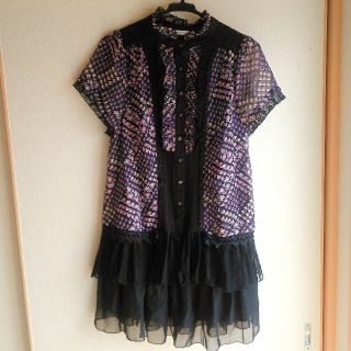 アクシーズファム(axes femme)のaxes femme  半袖黒ワンピース(ミニワンピース)