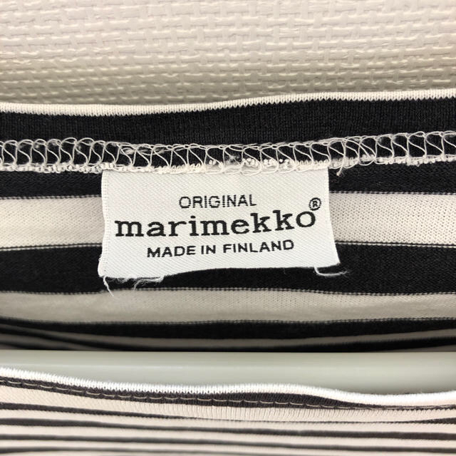 marimekko(マリメッコ)のmarimekko マリメッコ ボーダー 七分袖 白×黒 タサライタ Sサイズ レディースのトップス(カットソー(長袖/七分))の商品写真