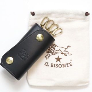 イルビゾンテ(IL BISONTE)の新品 正規品 イルビゾンテ キーケース スマートキー ケース ブラック レザー(キーケース)