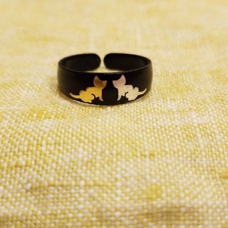 ピカ様専用！　金銀猫の象嵌指輪　黒猫の腕時計　フランス製 猫カード　７点セット(リング(指輪))
