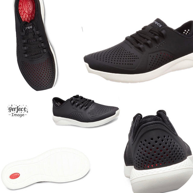 crocs(クロックス)の新品 クロックス ライトライド 軽量スニーカー メンズ 黒 〜26.5cm M8 メンズの靴/シューズ(スニーカー)の商品写真