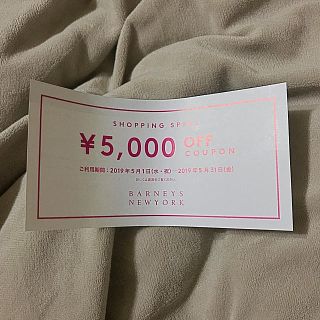 バーニーズニューヨーク(BARNEYS NEW YORK)のバーニーズニューヨーク 5000円クーポン 1枚(ショッピング)