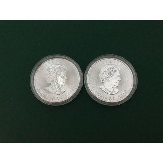カナダ メイプルリーフ銀貨2枚セット(1オンス 2016年)(貨幣)