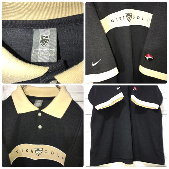 NIKE(ナイキ)の【激レア】ナイキゴルフ NIKE☆刺繍ビッグロゴ ラインデザイン ポロシャツ メンズのトップス(ポロシャツ)の商品写真