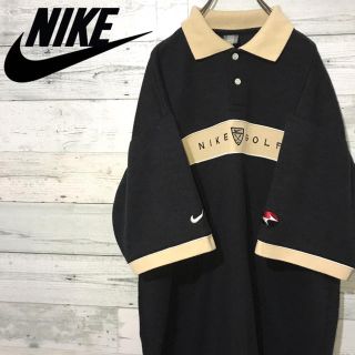 ナイキ(NIKE)の【激レア】ナイキゴルフ NIKE☆刺繍ビッグロゴ ラインデザイン ポロシャツ(ポロシャツ)