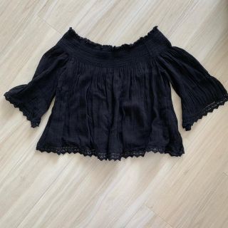 ザラ(ZARA)のZARA オフショルトップス ブラック(カットソー(長袖/七分))