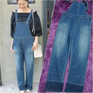 スローブイエナ(SLOBE IENA)のSLOBE IENA  LE DENIM デニムオーバーオール 青 38(サロペット/オーバーオール)