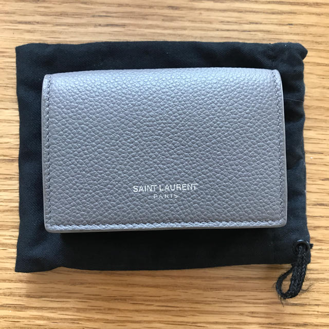 SAINT LAURENT◇コンパクトウォレット/3つ折り財布/レザー/グレー