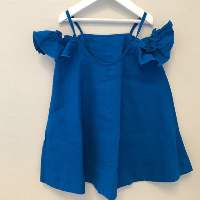 PETIT BATEAU(プチバトー)の☆プチバトー 19SS セール☆ブルーリネンノースリーブワンピース 4a キッズ/ベビー/マタニティのキッズ服女の子用(90cm~)(ワンピース)の商品写真