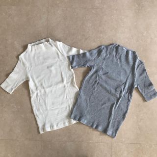 ユニクロ(UNIQLO)のaoao様専用！！リブハイネックT(5分袖)２枚セット！(カットソー(半袖/袖なし))