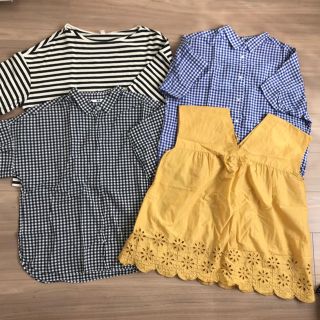 ユニクロ(UNIQLO)のユニクロ XL 4点セット ブラウス シャツ 半袖 Tシャツ ギンガムチェック(シャツ/ブラウス(長袖/七分))