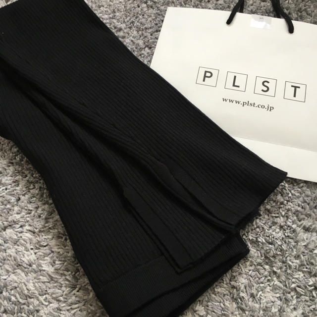 PLST(プラステ)のPLST プラステ アクリルナイロンポリリブニットレギンス ブラック M レディースのレッグウェア(レギンス/スパッツ)の商品写真