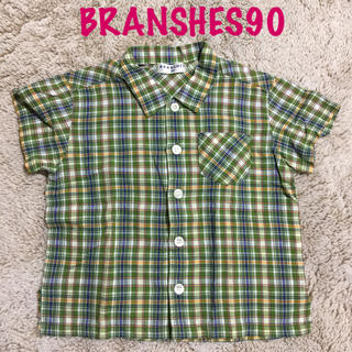 ブランシェス(Branshes)のBRANSHES  半袖チェックシャツ90  美品(ブラウス)