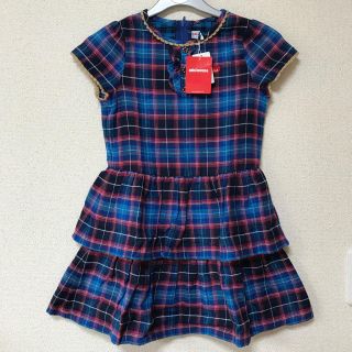 ミキハウス(mikihouse)の【ホッペちゃん様専用】新品 ミキハウス チェック柄 フリルワンピース 130cm(ワンピース)