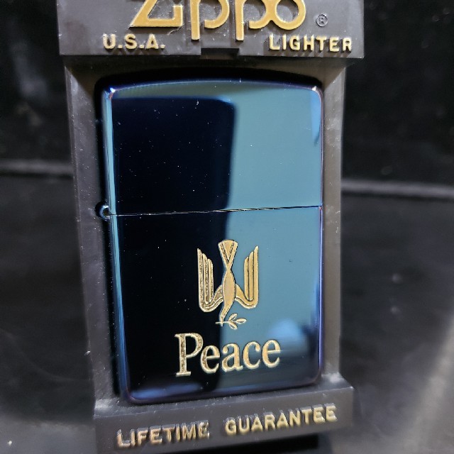 美品 ピース peaceブルーチタン 限定 Zippo