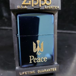 ジッポー(ZIPPO)の厳選中古美品❤95K`Zippo❤ピース限定ブルーチタン❤送料無料❤(タバコグッズ)